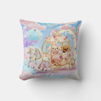 Cute Puppy Wedding Fairytale Carriage Cushion