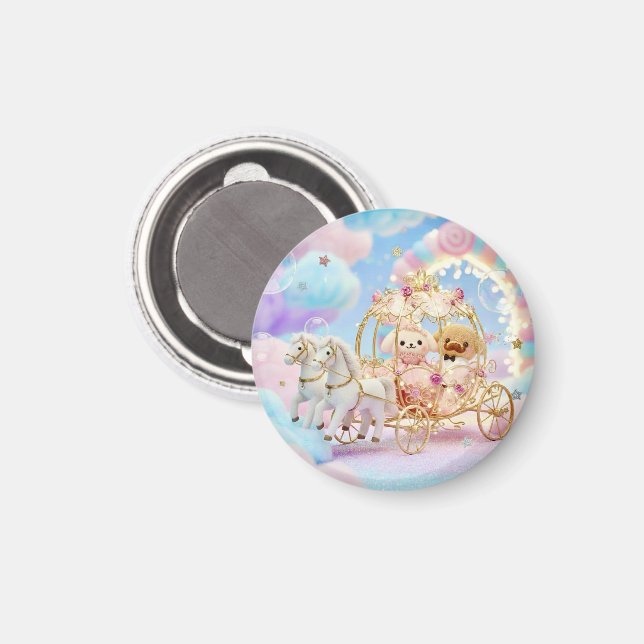Cute Puppy Wedding Fairytale Carriage Magnet (Front/Back)