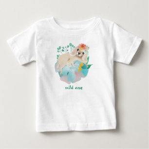Cute Puppy Wild One Baby Girl First Birthday T-Shirt