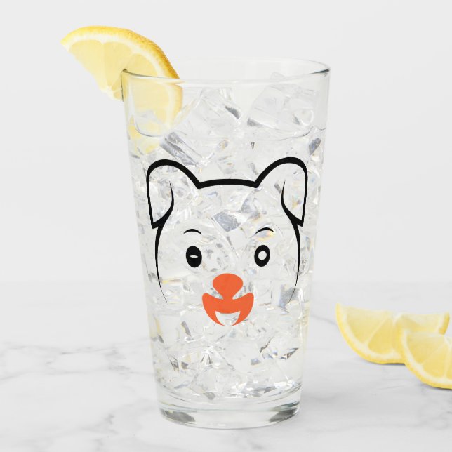 Cute Puppy Wink Glass (Front Ice)