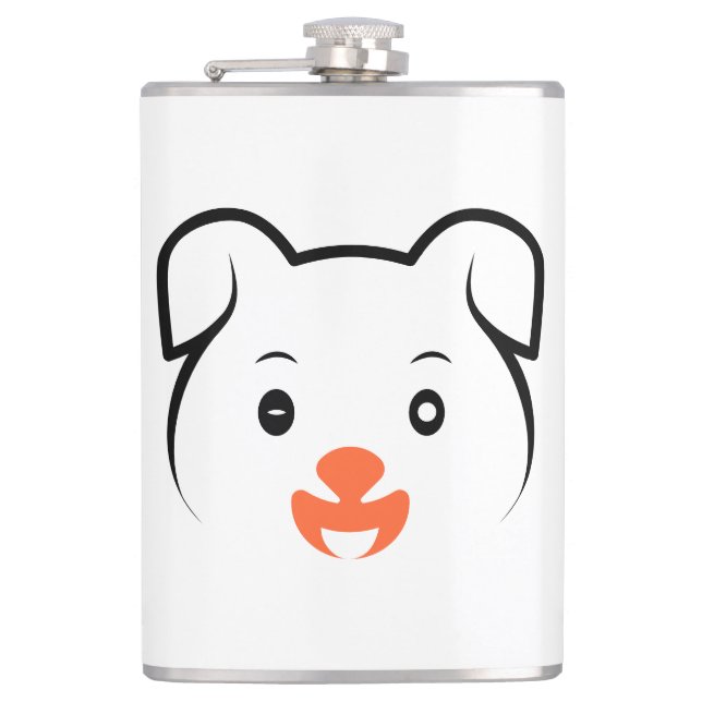 Cute Puppy Wink Hip Flask (Front)