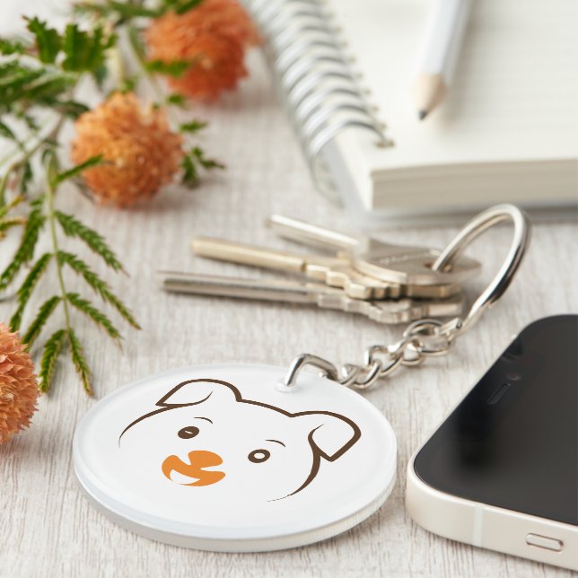 Cute Puppy Wink Key Ring (Front Right)