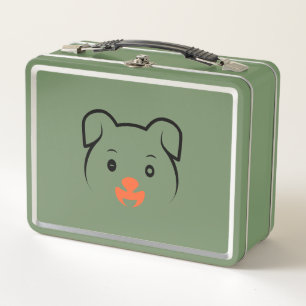 Cute Puppy Wink Metal Lunch Box