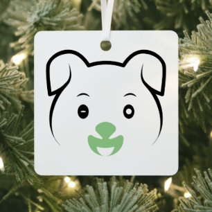 Cute Puppy Wink Metal Tree Decoration