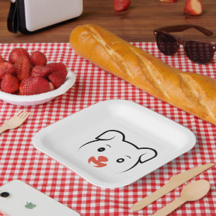 Cute Puppy Wink Paper Plate