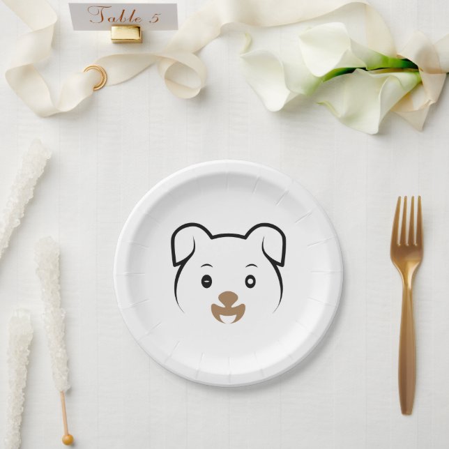 Cute Puppy Wink Paper Plate (Wedding)