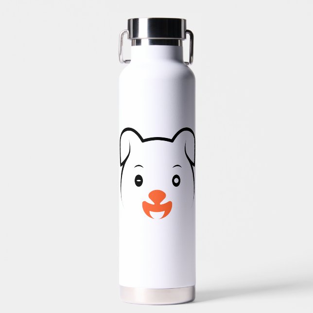 Cute Puppy Wink Water Bottle (Front)