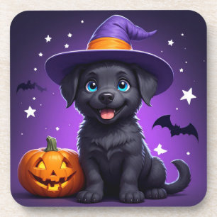 Cute Puppy Witch Hat Halloween 🐶 Coaster