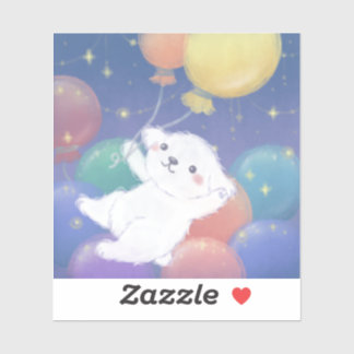 Cute Puppy with Balloons & Stars