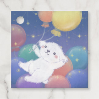 Cute Puppy with Balloons & Stars Favour Tags