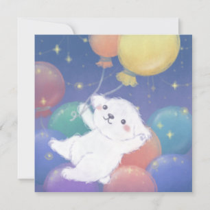 Cute Puppy with Balloons & Stars Invitation