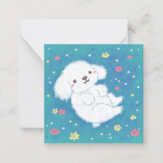 Cute Puppy with Flowers Card (Front)