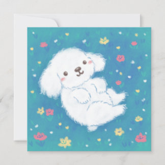 Cute Puppy with Flowers Invitation