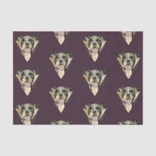 Cute Puppy with Gold Geometric Watercolor Pattern Tissue Paper