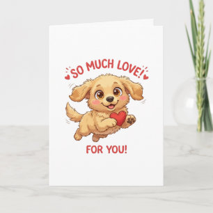 Cute Puppy with Heart Illustration Card