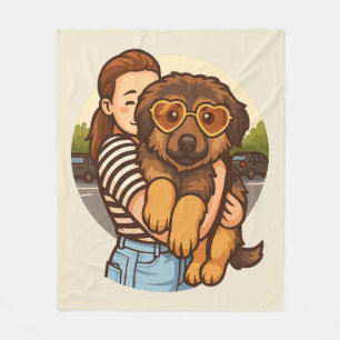 Cute Puppy with Heart Sunglasses  Fleece Blanket