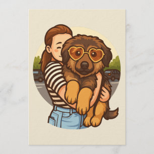 Cute Puppy with Heart Sunglasses Invitation