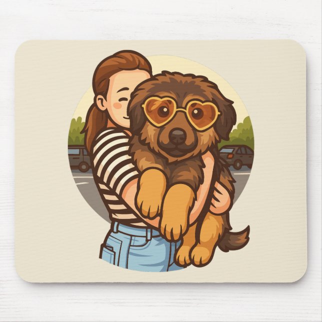 Cute Puppy with Heart Sunglasses  Mouse Pad (Front)