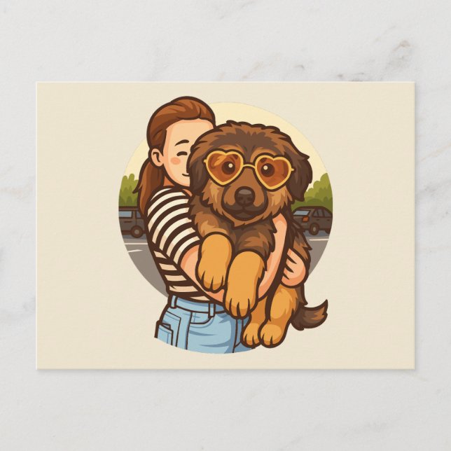 Cute Puppy with Heart Sunglasses  Postcard (Front)