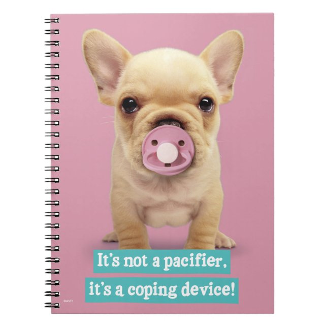 Cute Puppy with Pacifier Spiral Notebook (Front)