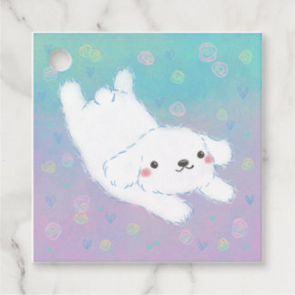 Cute Puppy with Pastel Flowers Favour Tags