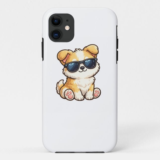Cute Puppy with Sunglasses Kawaii Design Case-Mate iPhone Case (Back)