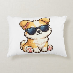 Cute Puppy with Sunglasses Kawaii Design Decorative Cushion