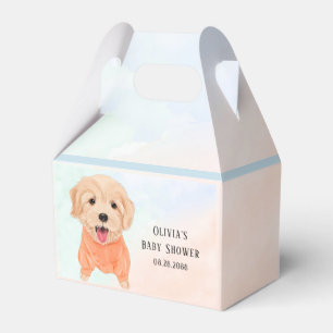 Cute Puppy With Watercolor Boy Baby Shower Favour Box