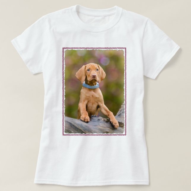 Cute puppyeyed Hungarian Vizsla Dog Puppy Photo - T-Shirt (Design Front)