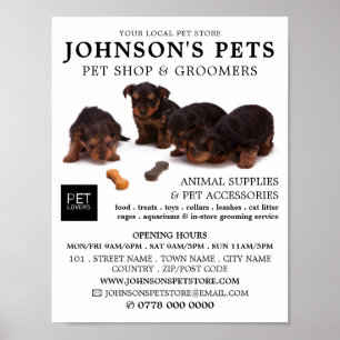 Cute Pups, Pet Store & Groomers Advertising Poster