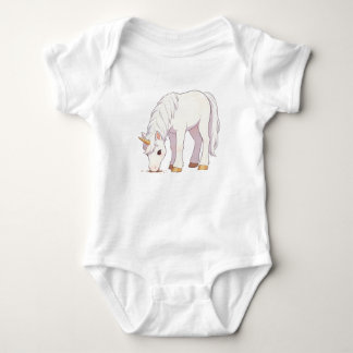 Cute Pure White Unicorn Grazing Kawaii Unisex T-Sh Baby Bodysuit
