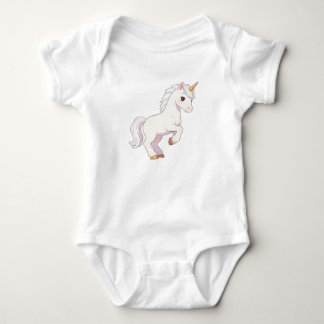 Cute Pure White Unicorn Lifting Hoof & Looking Bac Baby Bodysuit
