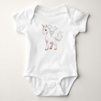 Cute Pure White Unicorn with Flowing Mane Kawaii U Baby Bodysuit