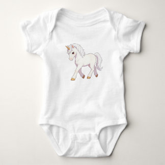 Cute Pure White Walking Unicorn Kawaii Unisex T-Sh Baby Bodysuit