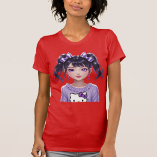 Cute Purple Aesthetic Kawaii Cartoon" T-Shirt