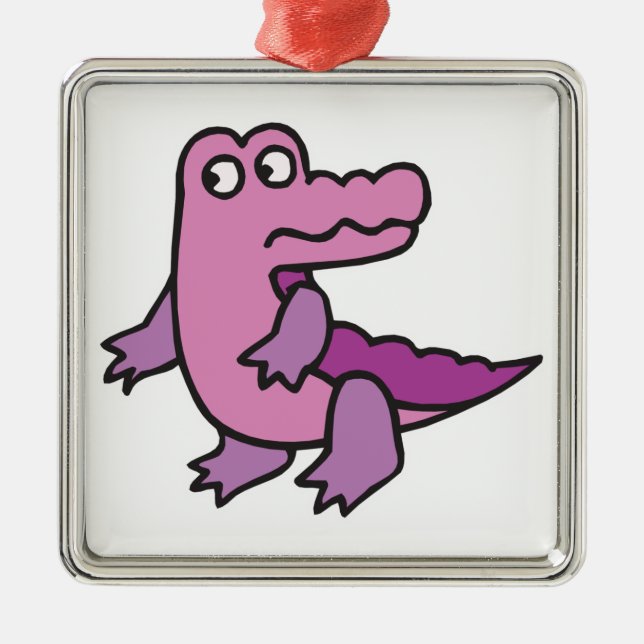 cute purple alligator metal tree decoration (Front)