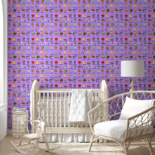 Cute Purple Alphabet Learning Repeat Pattern Wallpaper