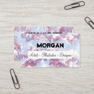 Cute Purple and Blue Alcohol Ink Art Business Card