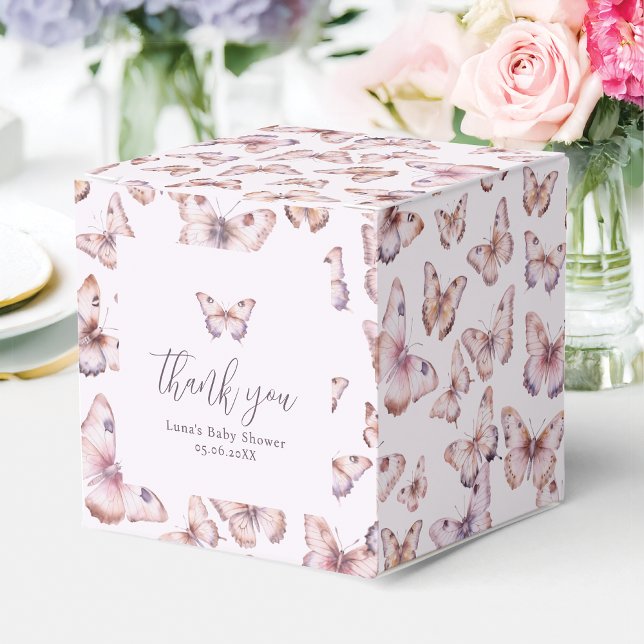 Cute Purple and Pink Butterfly Baby Shower Favour Box (Creator Uploaded)