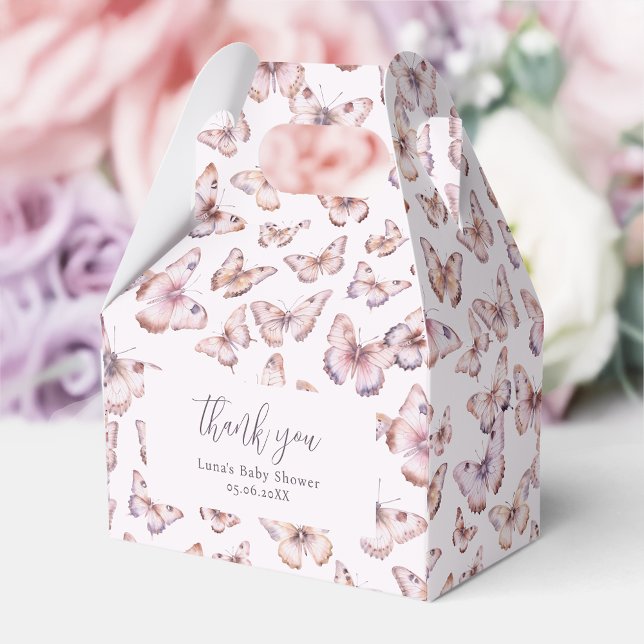 Cute Purple and Pink Butterfly Baby Shower Gable Favour Box (Creator Uploaded)