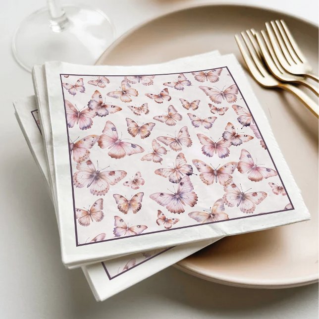 Cute Purple and Pink Butterfly Baby Shower Napkin (Creator Uploaded)