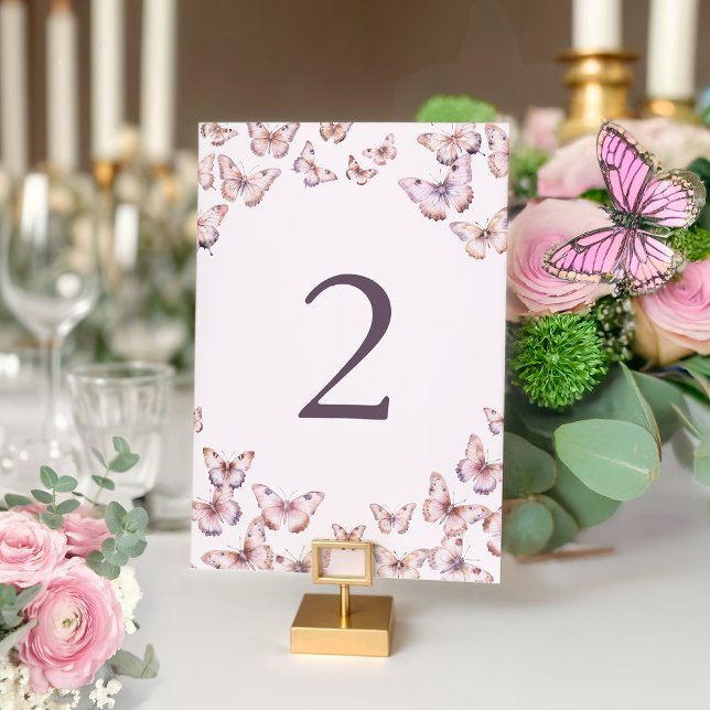 Cute Purple and Pink Butterfly Baby Shower Table Number (Creator Uploaded)