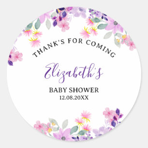 Cute Purple and Pink Spring Flowers Classic Round Sticker