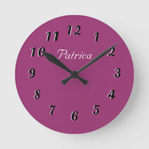 Cute Purple and White Personalised Wall Clock
