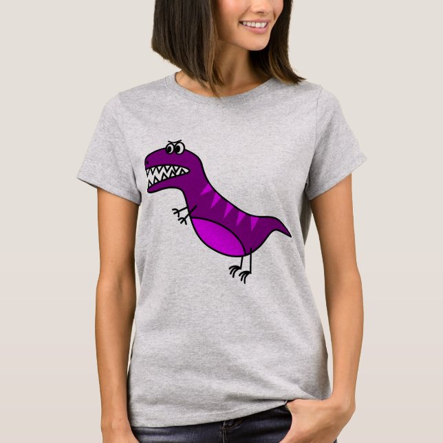 Cute purple angry dinosaur T-Shirt (Front)