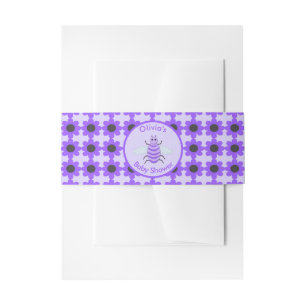Cute Purple Baby Bee Gender Neutral Baby Shower Invitation Belly Band