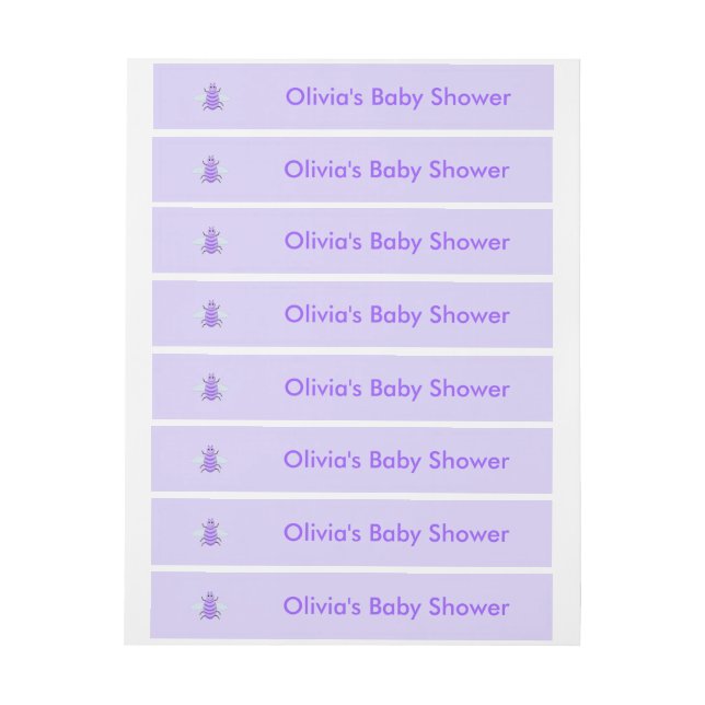 Cute Purple Baby Bee Gender Neutral Baby Shower Wraparound Address Label (Sheet)