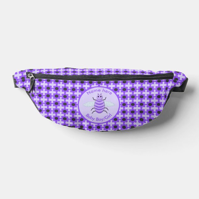 Cute Purple Baby Bee Gender Neutral Custom Bum Bags (Lay Down)