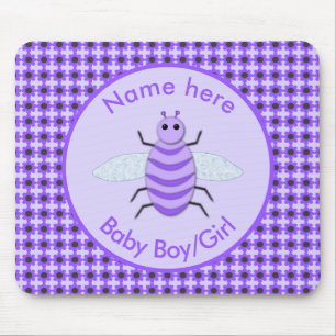 Cute Purple Baby Bee Gender Neutral Mouse Pad