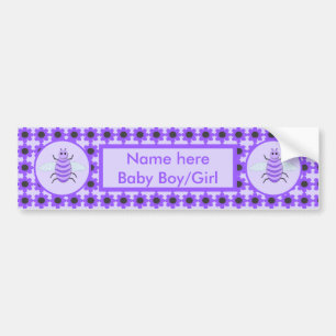 Cute Purple Baby Bee Gender Reveal Neutral Custom Bumper Sticker